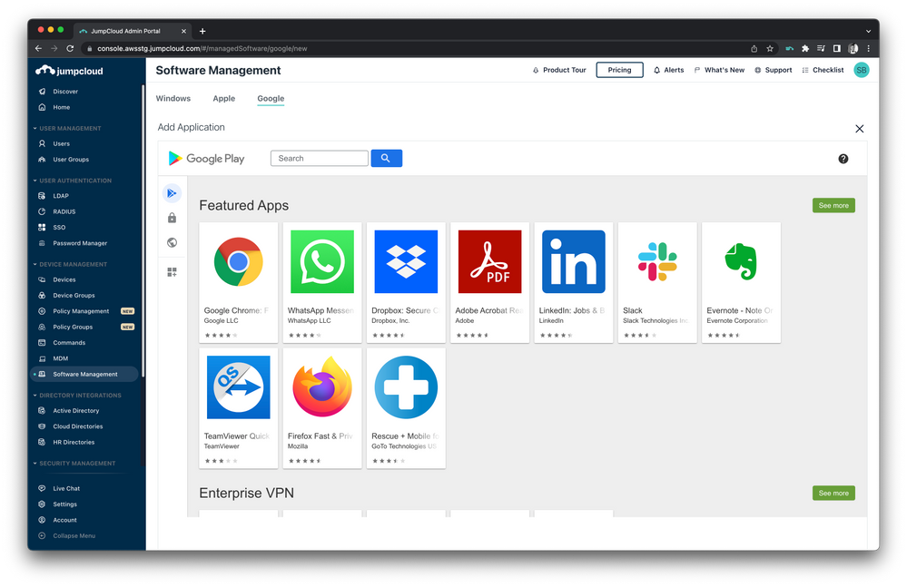 Public Apps in Managed Google Play Store