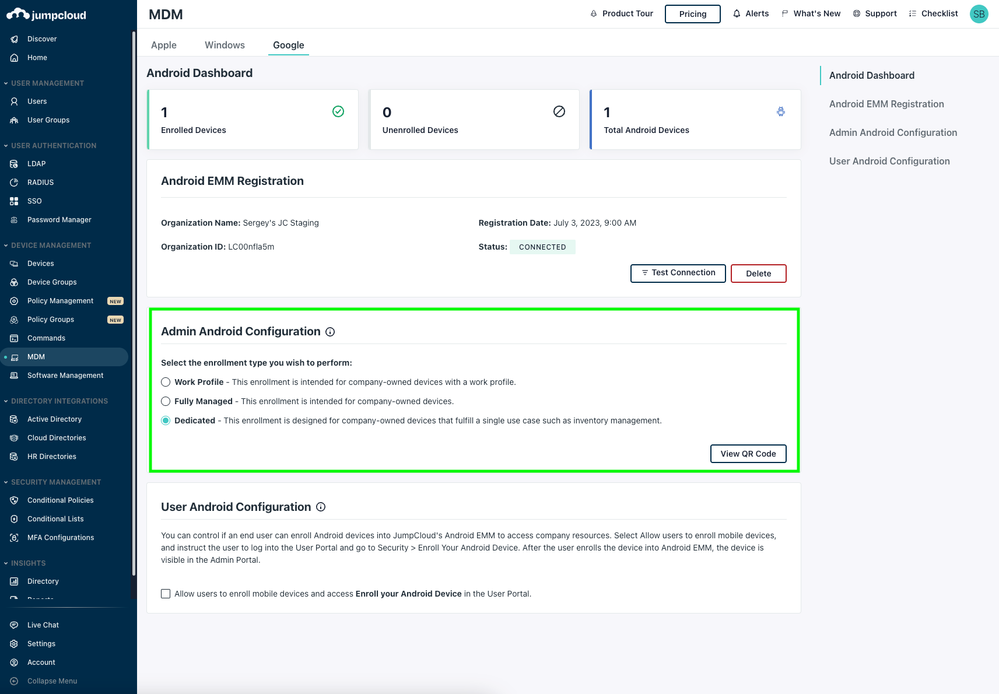 Android EMM: Fully Managed & Dedicated Device Enro... - JumpCloud Community