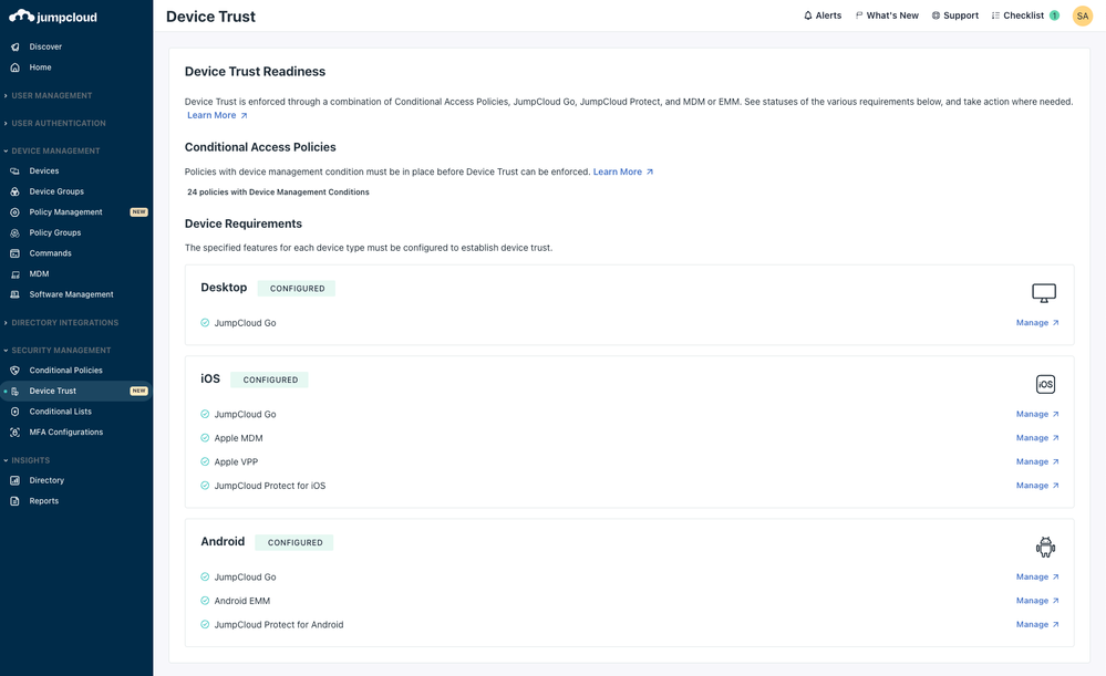 Device Trust Readiness Page