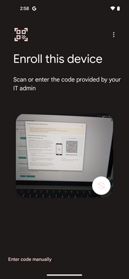 Scanning QR Code with Android Device Policy app